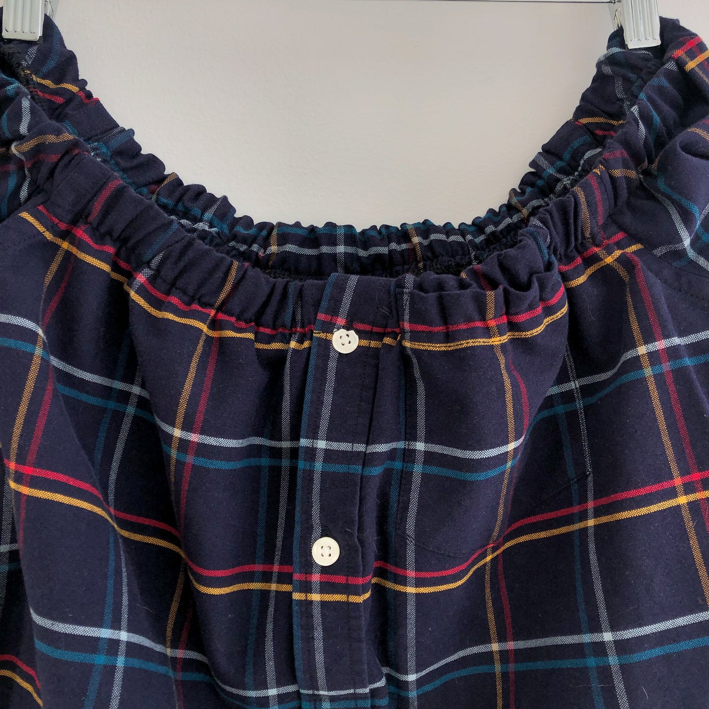 Upcycled Off-The-Shoulder Flannel Top