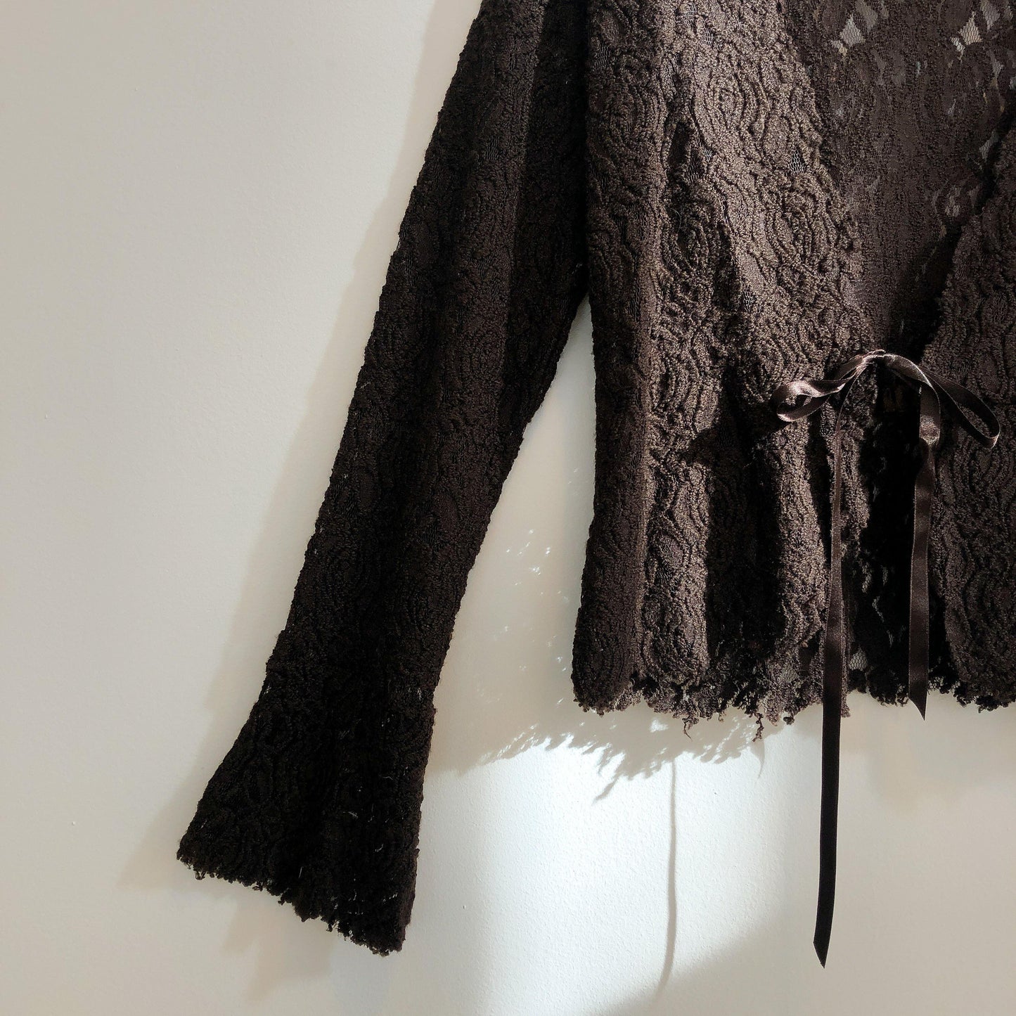 Chocolate Brown Lace Cardigan - Upcycled Aviary