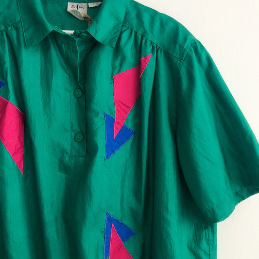 Vintage Emerald Green 80s Blouse